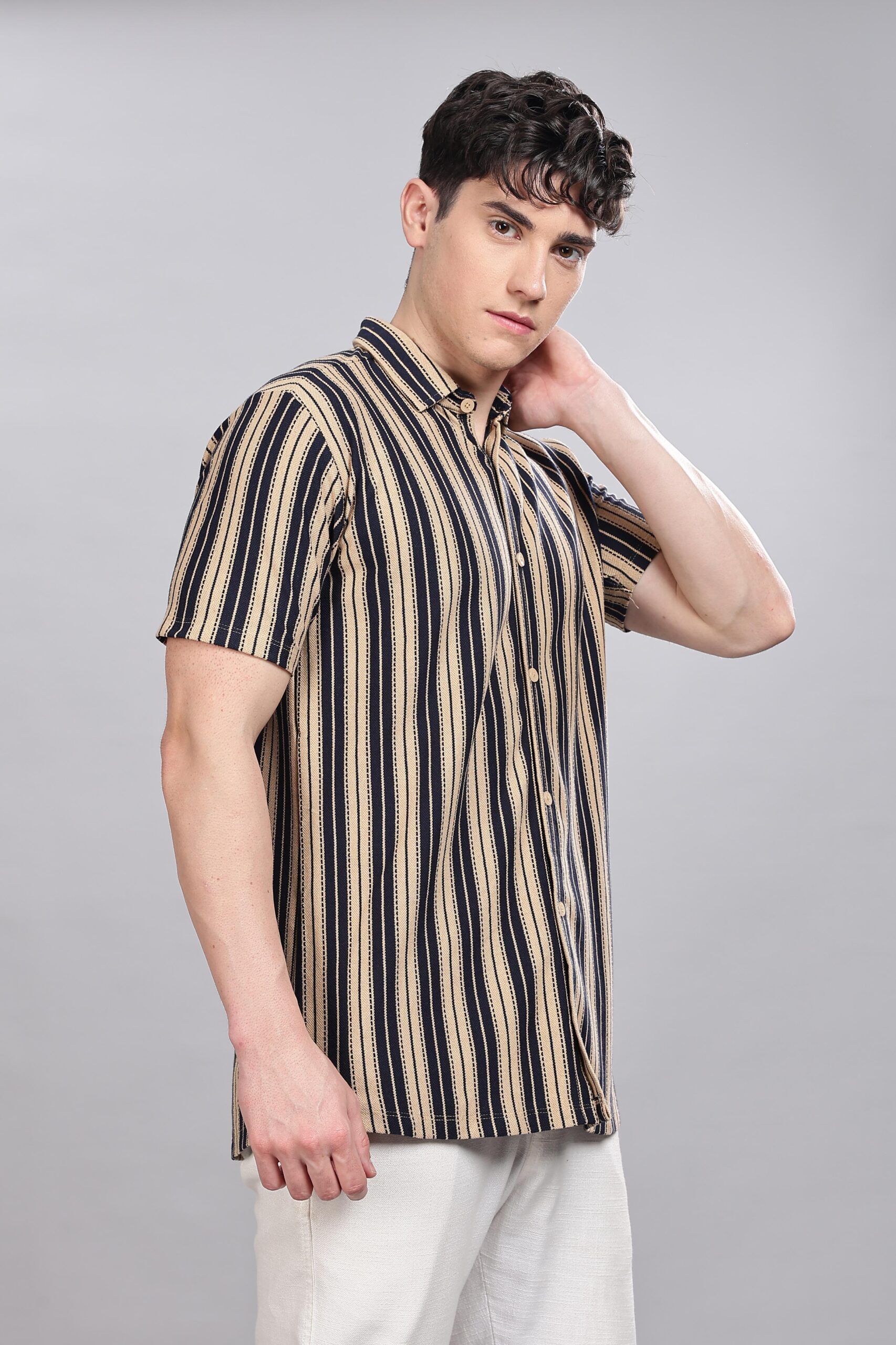 PR3 Shirts 006 – Yellow Stripes || Half Sleeve Shirt