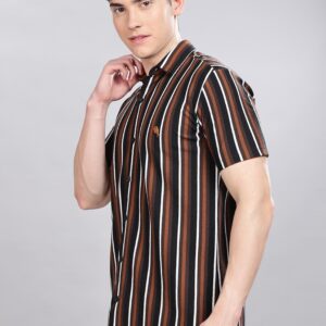 PR3 Shirts 006 – Brown Stripes || Half Sleeve Shirt