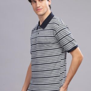 PR29 || Navy Stripes || 100% Cotton Polo T-Shirt