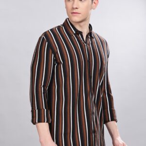 PR3 Shirts 006 – Brown Stripes || Full Sleeve Shirt