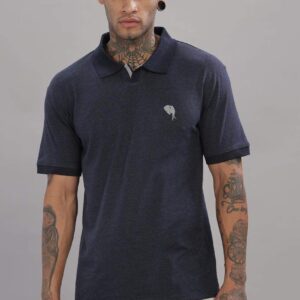 PR35 || Navy Melange || 100% Cotton Polo T-Shirt