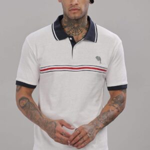 PR35 || White Tape || 100% Cotton Polo T-Shirt