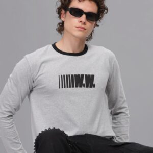 RFS002 || Grey Melange || Round Neck Full Sleeve T-Shirt