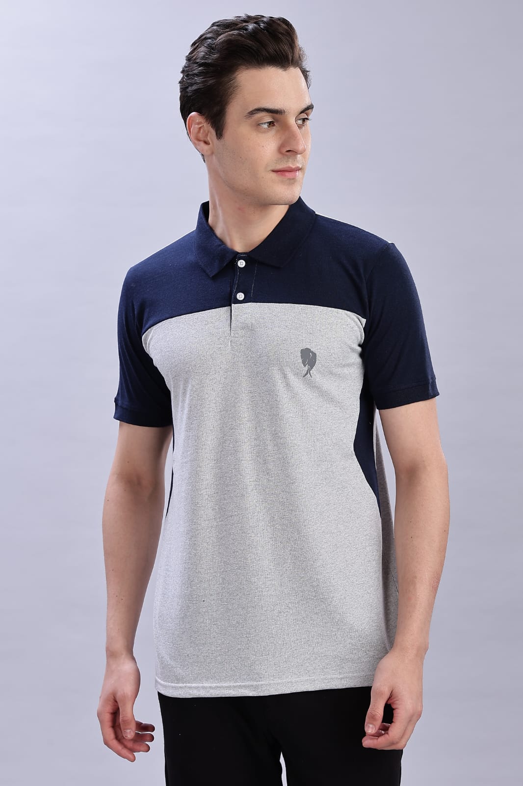 PR3 SS 001 || Navy Melange || 100% Cotton Polo T-Shirt
