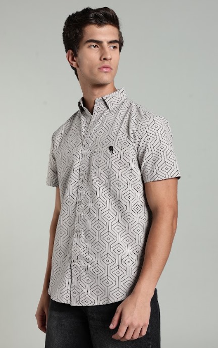 LS 002|| Grey Printed|| Half Sleeve Shirt