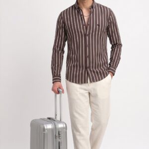 LS005A || BROWN STRIPES|| Full Sleeve Shirt